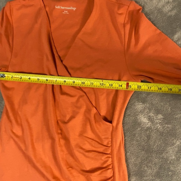 Soft Surroundings Orange Wrap Blouse 3/4 Sleeve Fitted Small - Picture 5 of 7